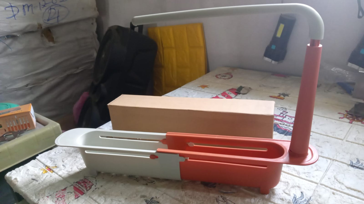 Telescopic Sink Storage Rack Material Kitchen Rag Rack Shelf Drain Basket (1 Pc)