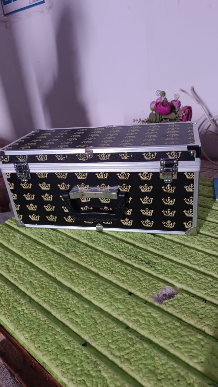 Wooden & Aluminium Portable Suitcase Travel Tool Box (38×17×18 Cm / 1 Pc)